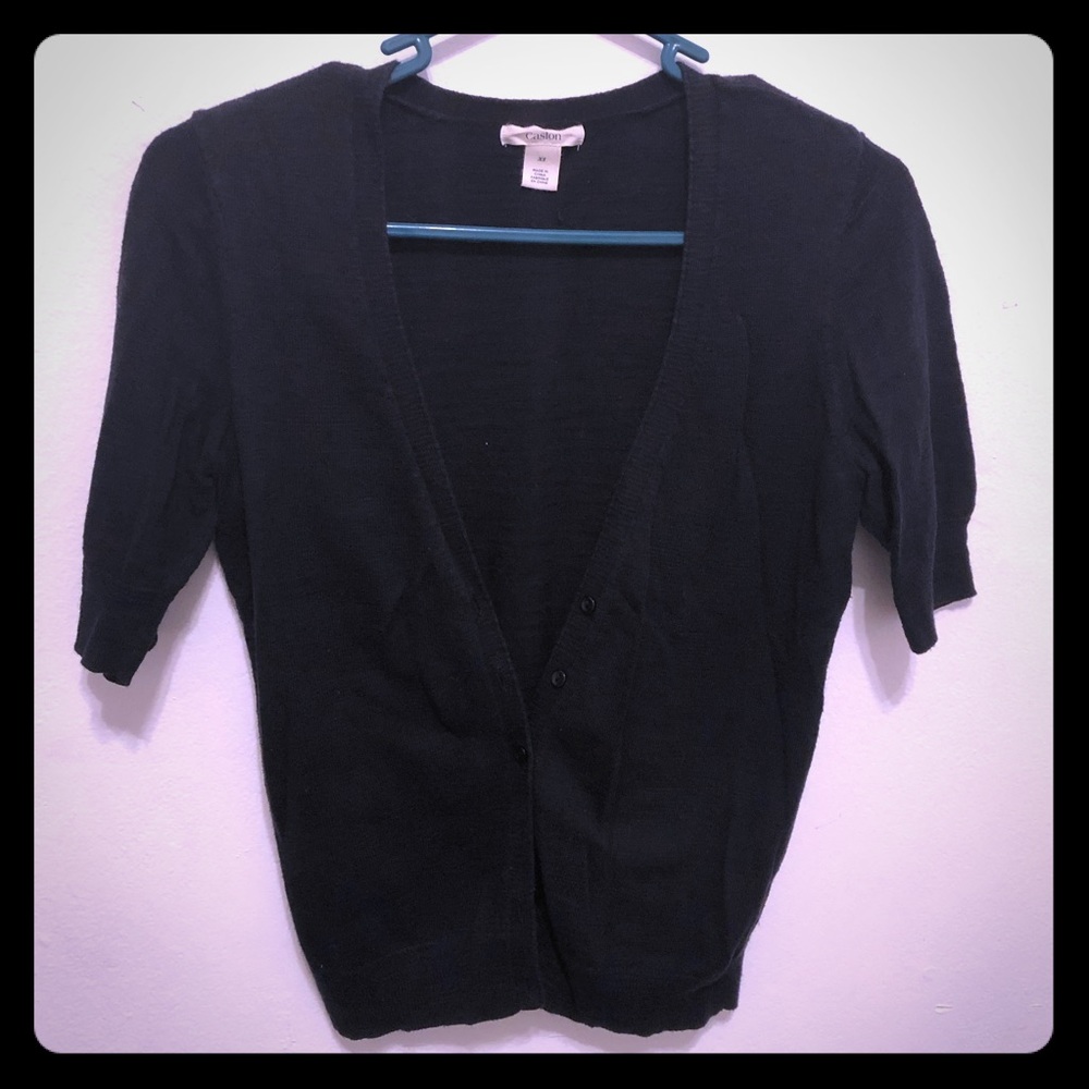 Caslon black short sleeve cardigan sweater - XS